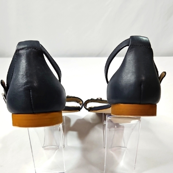 Brooks Brothers 340 Navy Blue Ankle Strap Women's Sandals Size 7 - Picture 3 of 6